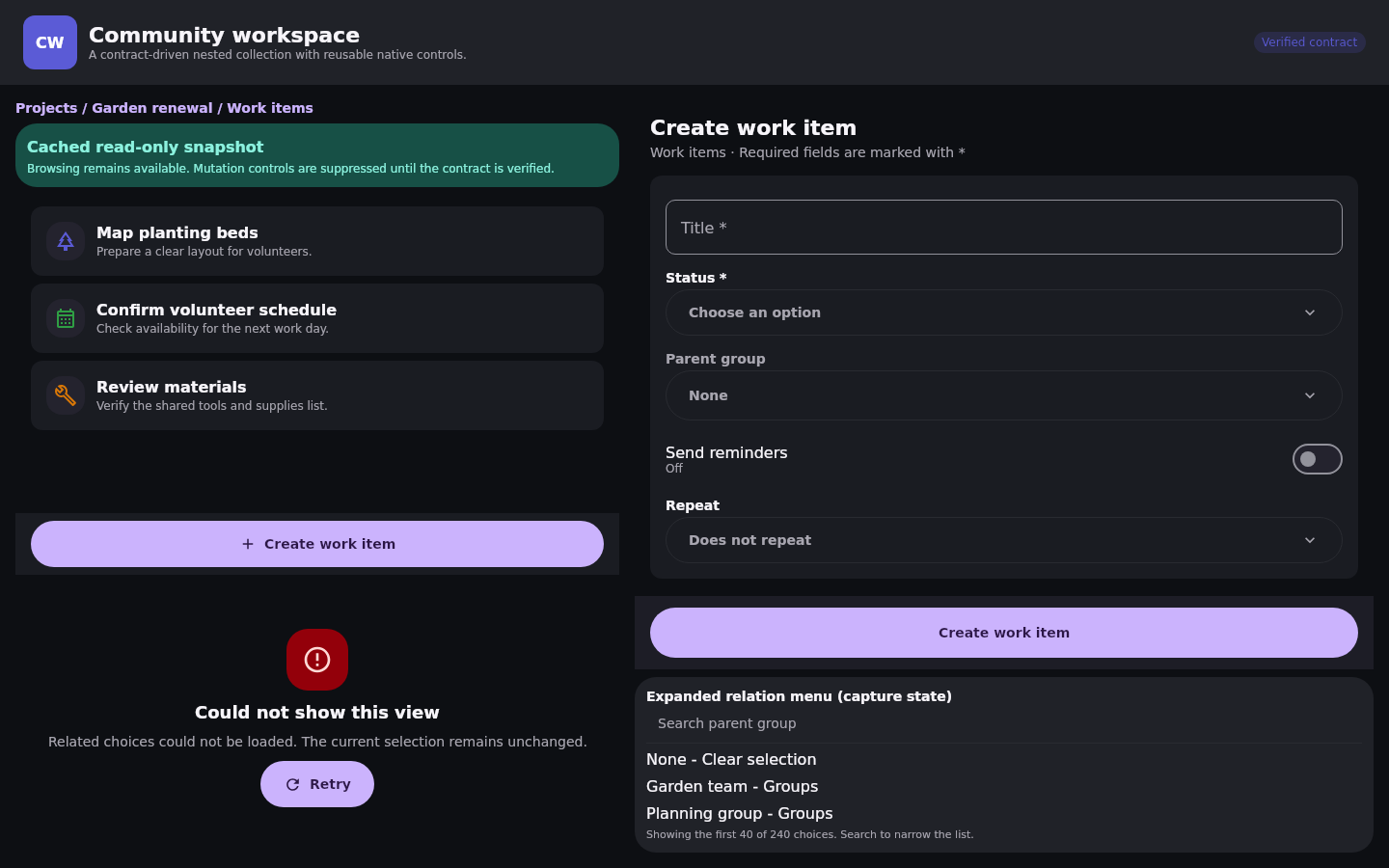 Nextcloud Native adaptive table with item, category, value, status, and updated columns